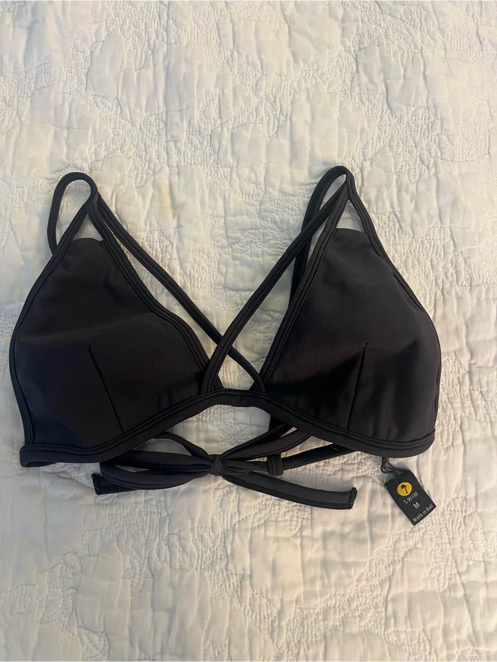 Bali Black Strappy Triangle Bikini Top - Women Swim Bikinis